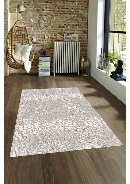 Dijital Baskılı Kaymaz Taban Yıkanabilir Sade Yolluk Mutfak Salon Halısı, N-Sade-34-Krem,