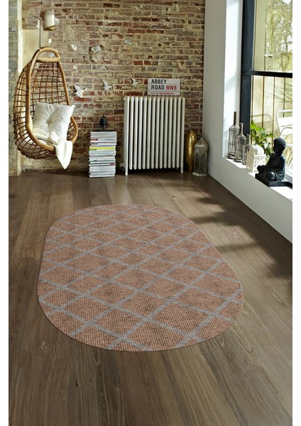 Dijital Baskılı Kaymaz Taban Yıkanabilir Sade Oval Yolluk Mutfak Salon Halısı, N-O-Sade-20-Kahve, fırsatları