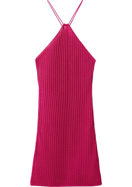 Halter Yakalı Tığ İşi Elbise