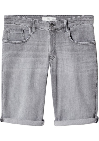 Mango Man Dar Kesim Denim Bermuda Şort