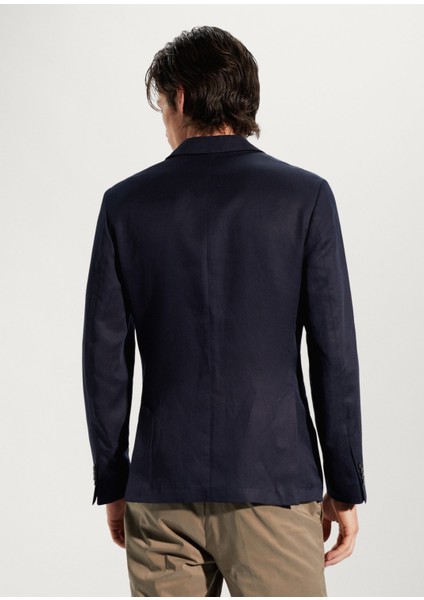 Man Slim Fit Keten Blazer Ceket