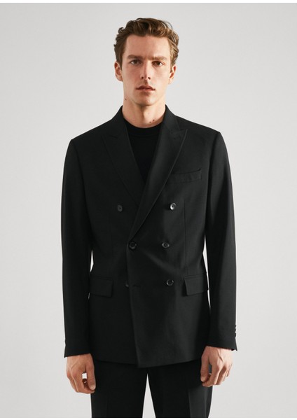 Man Slim Fit Kruvaze Takım Elbise Blazer