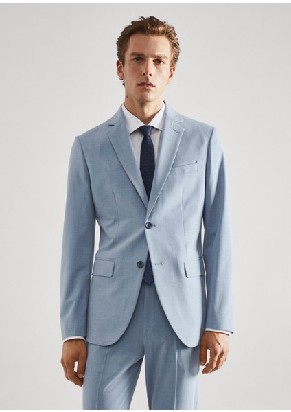 Esnek Kumaştan Slim Fit Takım Elbise Ceketi