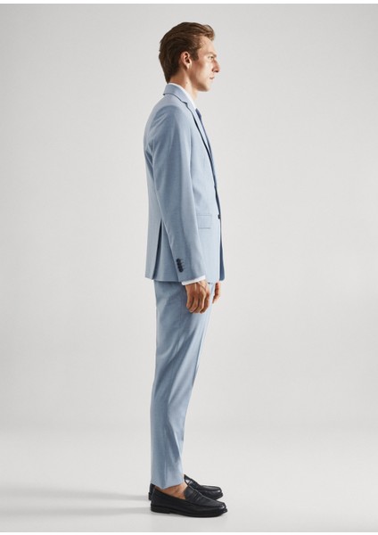 Esnek Kumaştan Slim Fit Takım Elbise Ceketi