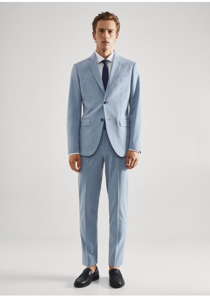Esnek Kumaştan Slim Fit Takım Elbise Ceketi