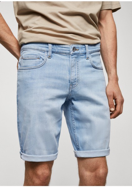 Mango Man Dar kesim denim bermuda şort