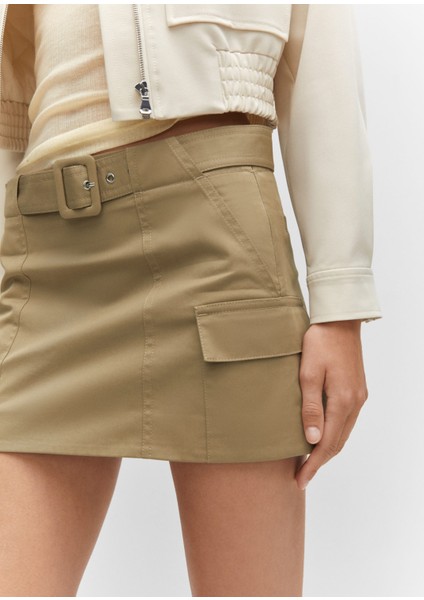 Kemerli Kargo Mini Etek