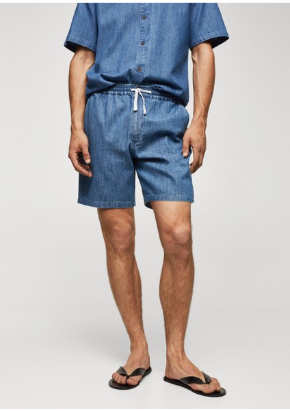 Mango Man Chambray Bermuda Şort