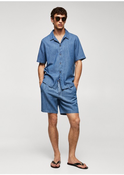 Mango Man Chambray Bermuda Şort