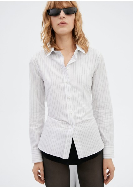 Slim Fit Çizgili Pamuklu Gömlek