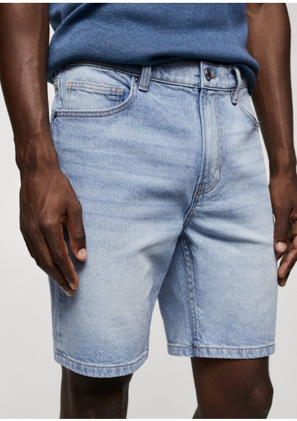 Mango Man Normal Kesim Denim Bermuda Şort