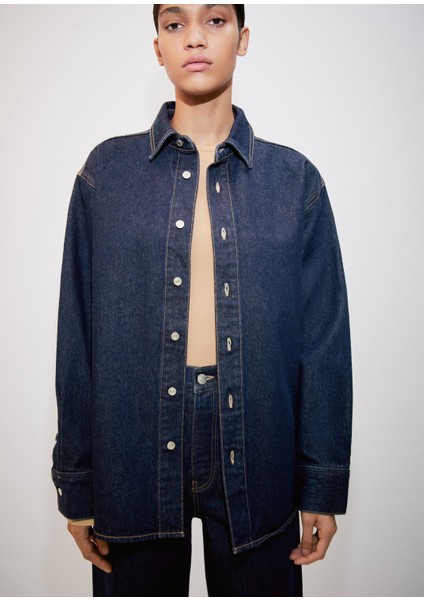 Oversize Denim Üst Gömlek