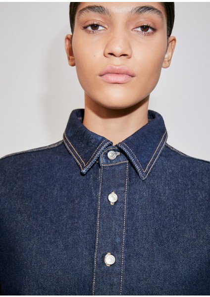 Oversize Denim Üst Gömlek