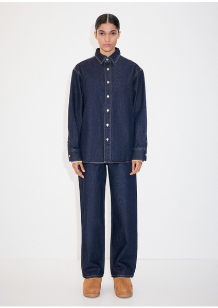 Oversize Denim Üst Gömlek