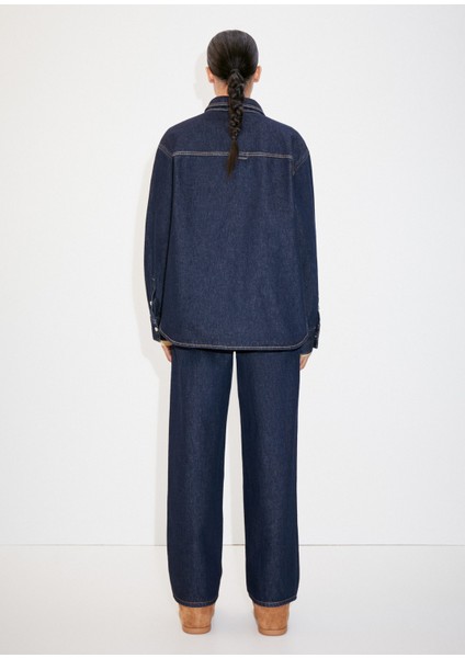 Oversize Denim Üst Gömlek