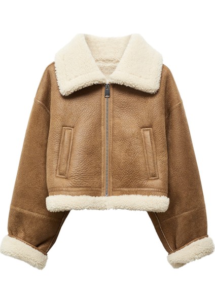 Koyun Postu Astarlı Deri Görünümlü Ceket fırsatları