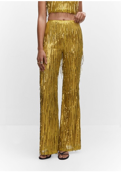 Metalik Püsküllü Pantolon
