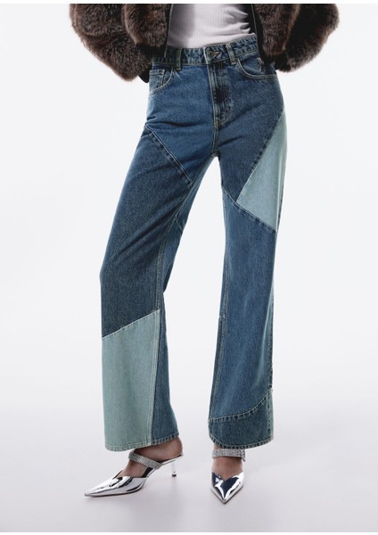 Düz Patchwork Jean