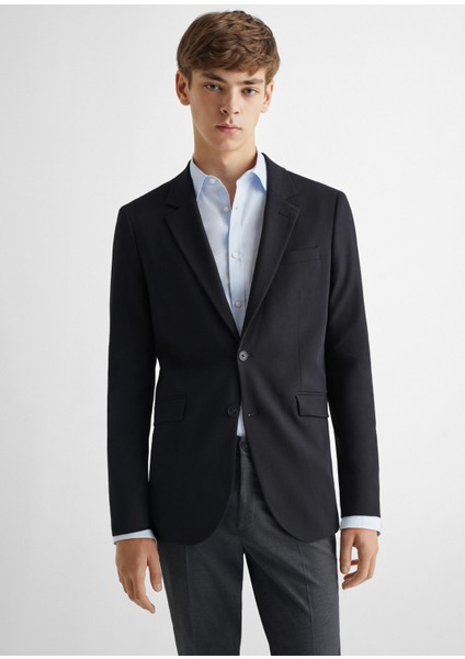 Mango Dokulu Normal Kesim Takım Elbise Ceketi Blazer