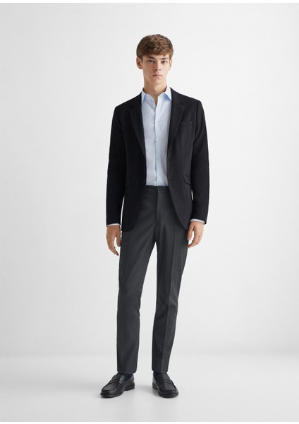 Mango Dokulu Normal Kesim Takım Elbise Ceketi Blazer
