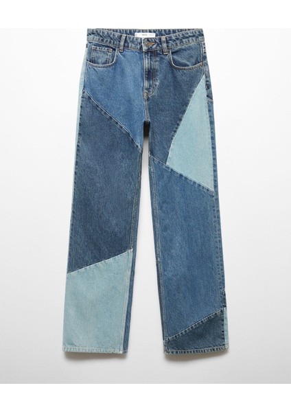 Düz Patchwork Jean