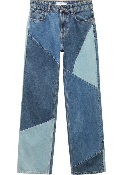 Düz Patchwork Jean