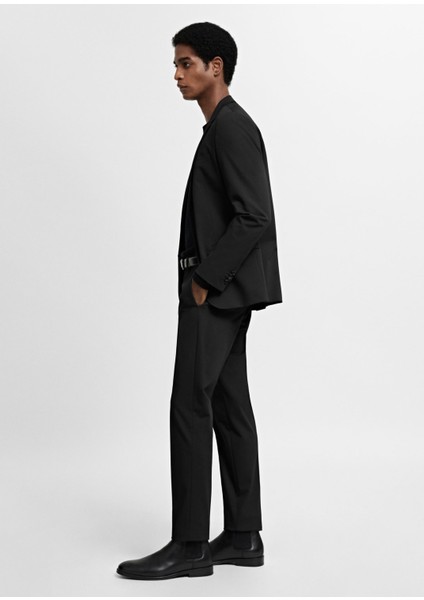 Man Esnek Kumaştan Süper Slim Fit Takım Elbise Pantolonu