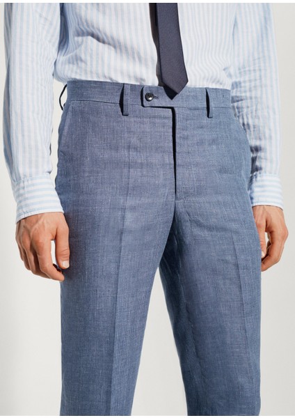 %100 Keten Takım Elbise Pantolonu
