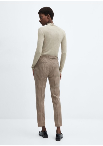 Kazayağı desenli skinny takım elbise pantolon
