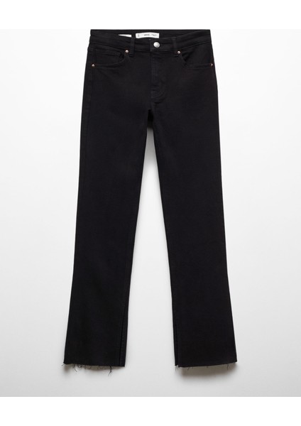 Orta Bel Mid-Rise Düz Kesim Yırtmaçlı Jean
