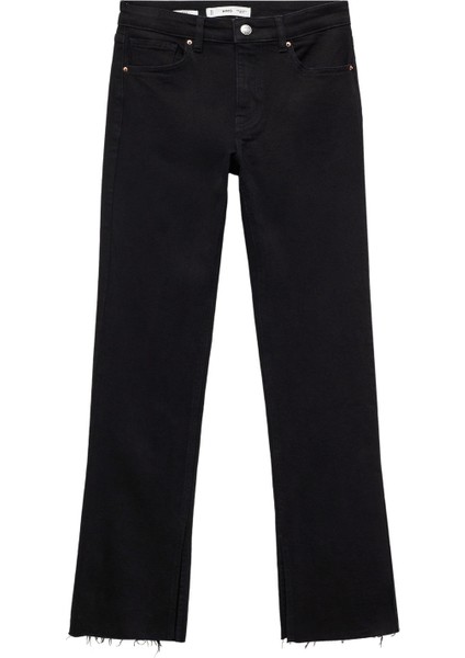 Orta Bel Mid-Rise Düz Kesim Yırtmaçlı Jean