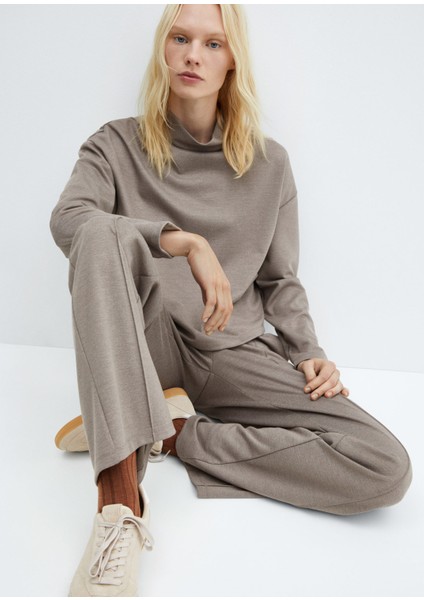 Kapüşonlu Balıkçı Yaka Sweatshirt