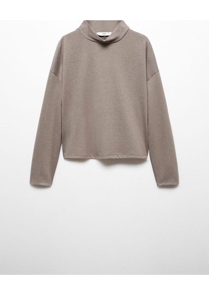 Kapüşonlu Balıkçı Yaka Sweatshirt