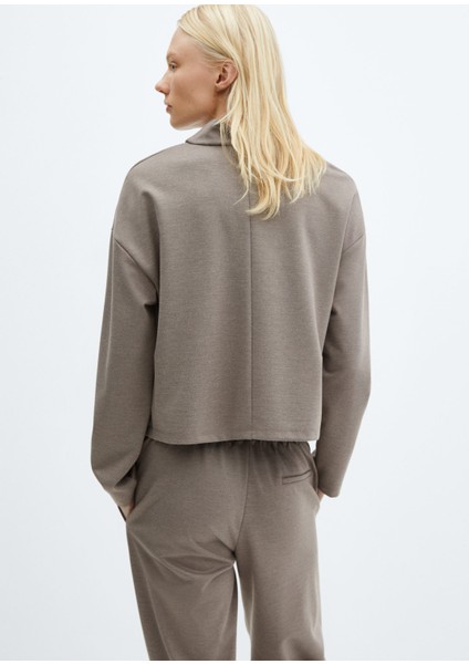 Kapüşonlu Balıkçı Yaka Sweatshirt