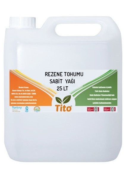Tito Rezene Tohumu Sabit Yağı 25 Lt