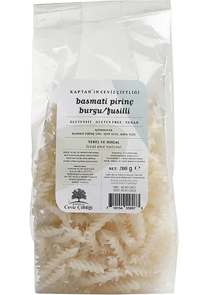 Glütensiz ve Vegan Basmati Burgu / Fusilli (200 G)