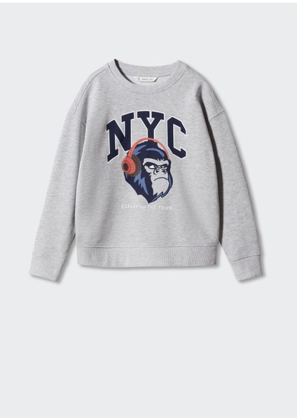 Mango Kids Karikatür Pamuklu Sweatshirt