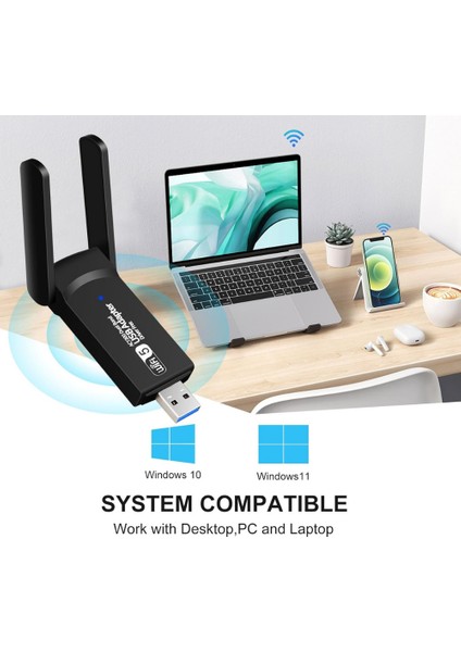 Antenli Wireless Adaptörü Kablosuz Ağ Pc USB Wifi Alıcı