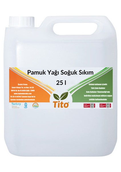 Pamuk Yağı Soğuk Sıkım 25 Lt