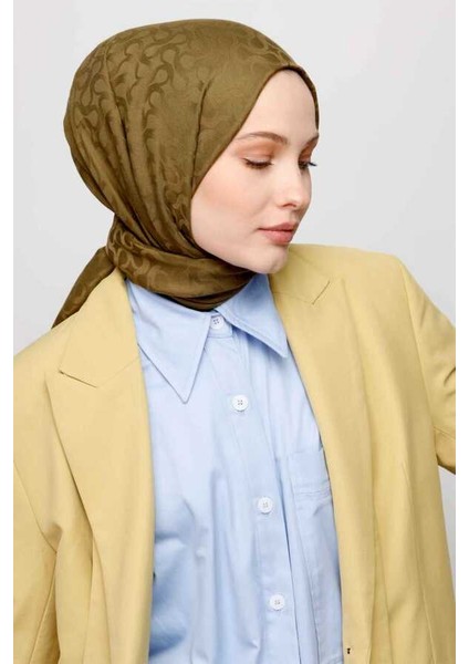 Yağ Yeşili Bloom Desen Şal modelleri