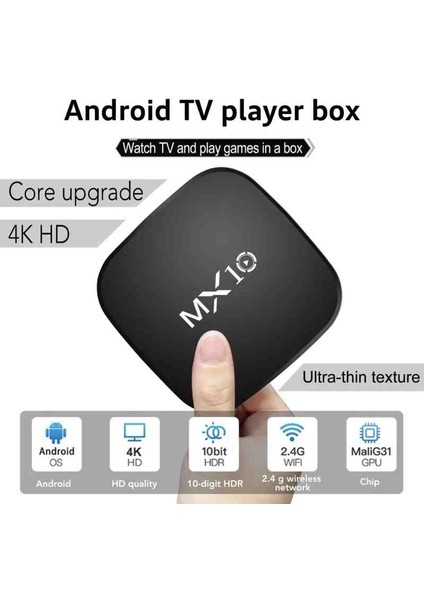 MX10S Android 13 TV Box 4GB Dahili Hafıza 1GB Ram 4K Ultra HD Wifi TV Box Kutu