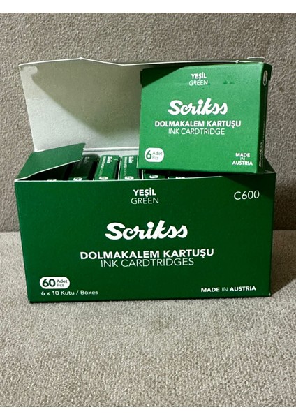 Dolma Kalem Kartuşu, Kartuş 6'lı Blister 10'lu Paket Kalem Kartuşu