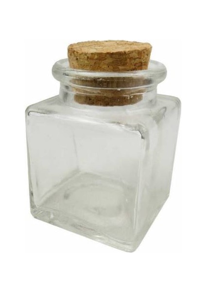 Cam Şişe Kavanoz Mantar Tıpalı Kare 50 ml 240 Adet