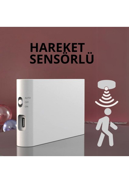 Amber LED Iki Yönlü Şarj Edilebilir Mıknatıslı Sensörlü LED Aplik 2700K Günışığı, On-Off ve Sensör Modu