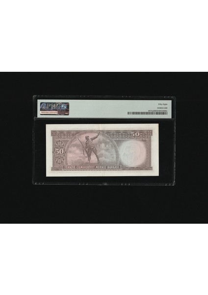 Pmg 58 Elli Türk Lirası 50 Tl 1970 (Nd 1971) P 187AA S/n P31 096623 5. Ems 7. T Ça fiyatları