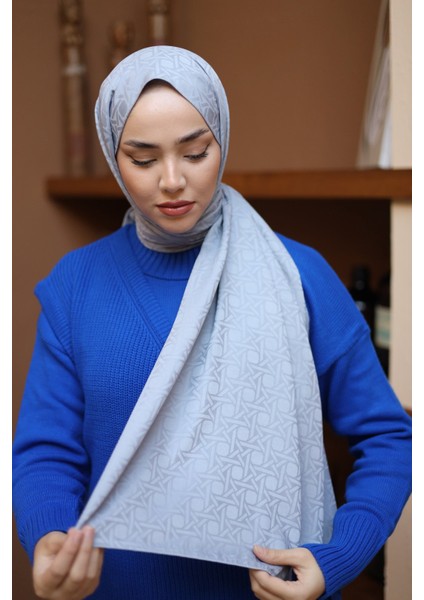 Marka Jakarlı Deluxe Şal - Gümüş