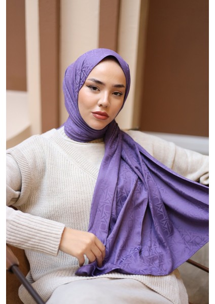 Marka Jakarlı Deluxe Şal - Eflatun