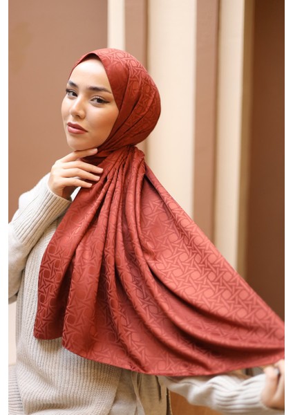 Marka Jakarlı Deluxe Şal - Taba