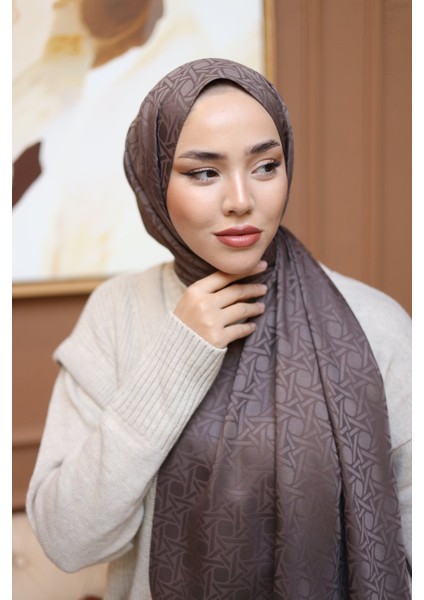 Marka Jakarlı Deluxe Şal - Koyu Vizon modelleri