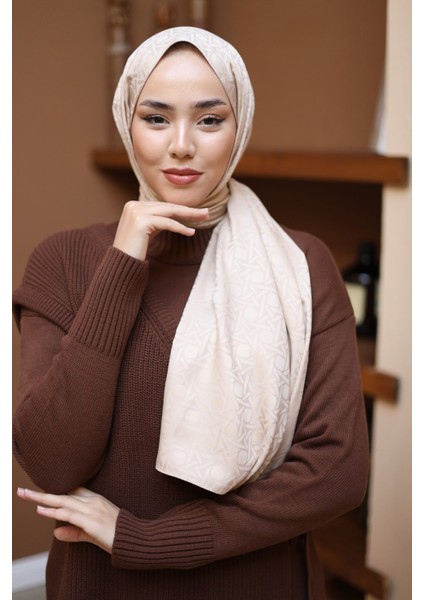 Marka Jakarlı Deluxe Şal - Bej